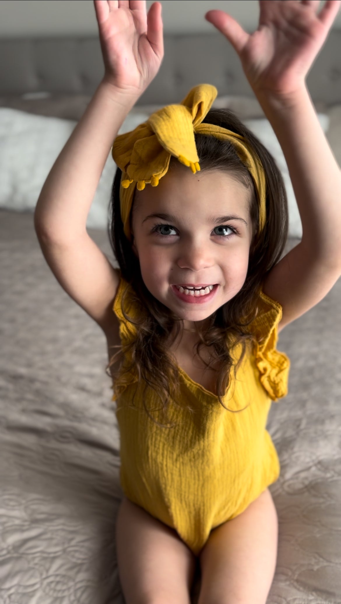 Cross Back Ruffle Romper w/ Bow