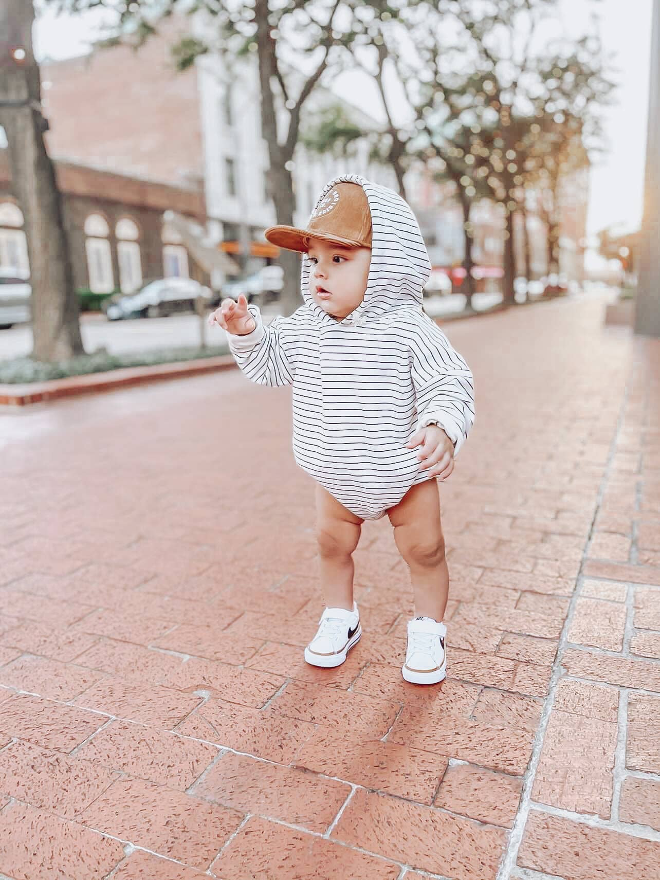 Striped Hooded Romper