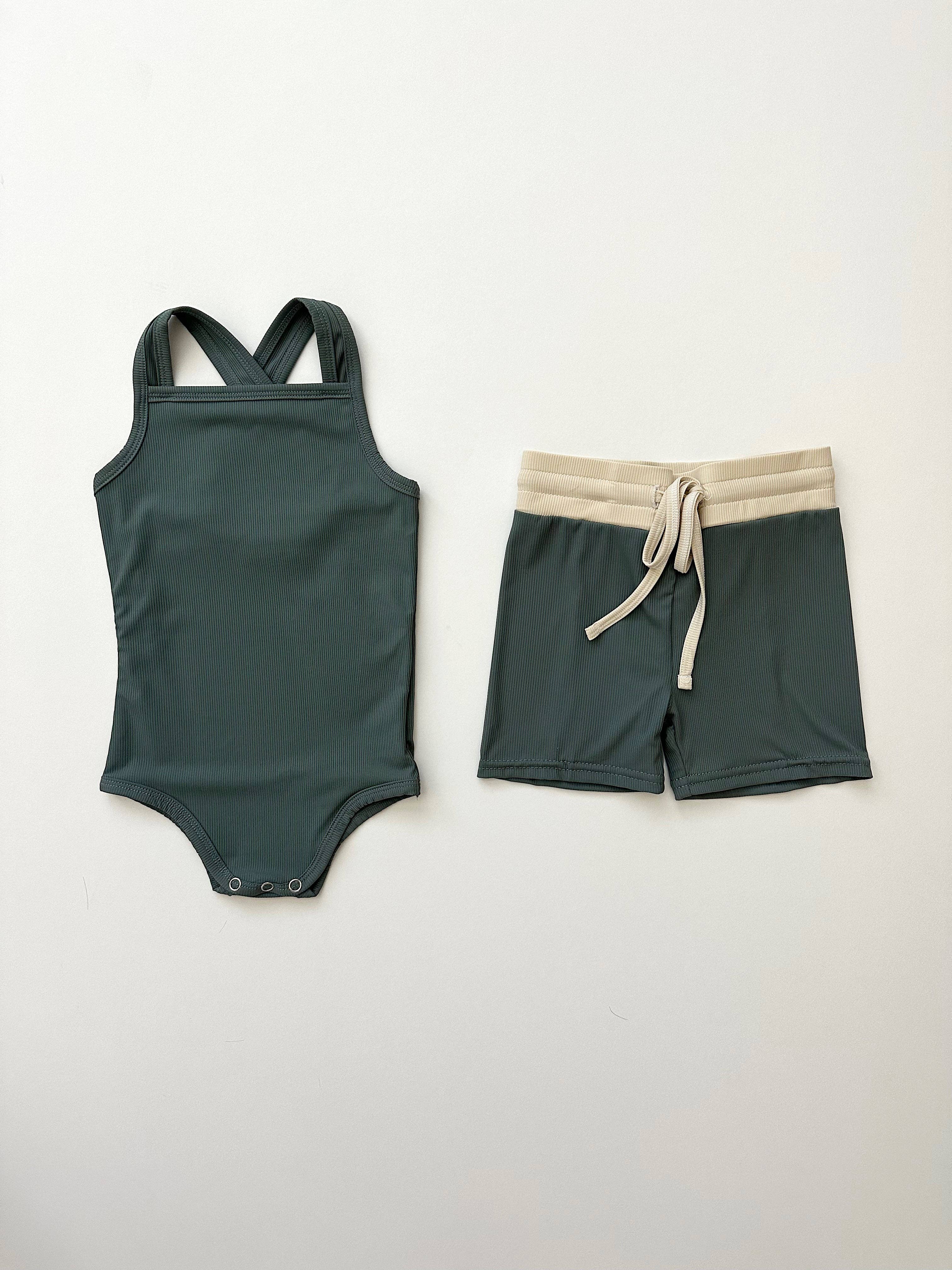 Cross-Back One-Piece Swimsuit | Deep Sea