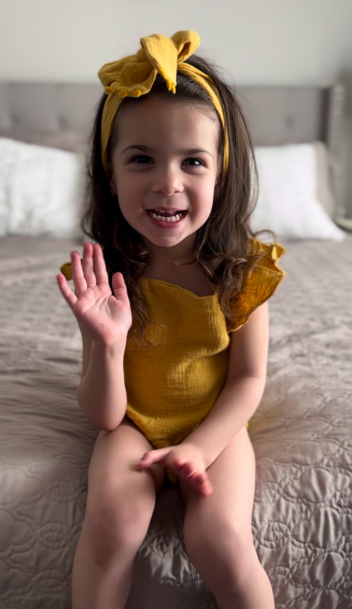 Cross Back Ruffle Romper w/ Bow