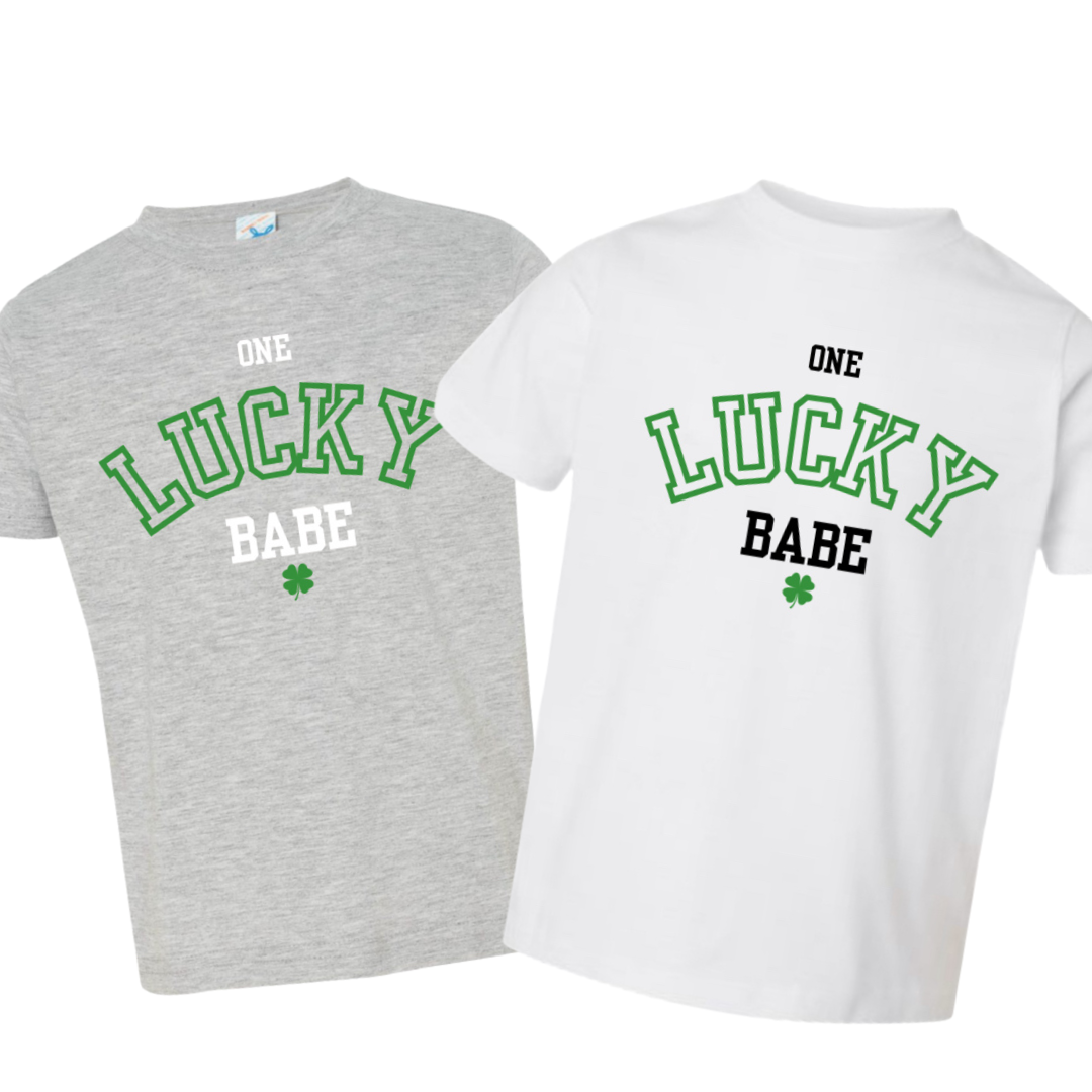 ONE LUCKY BABE Tee | White or Gray