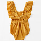 Cross Back Ruffle Romper w/ Bow