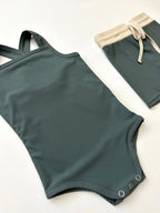 Cross-Back One-Piece Swimsuit | Deep Sea
