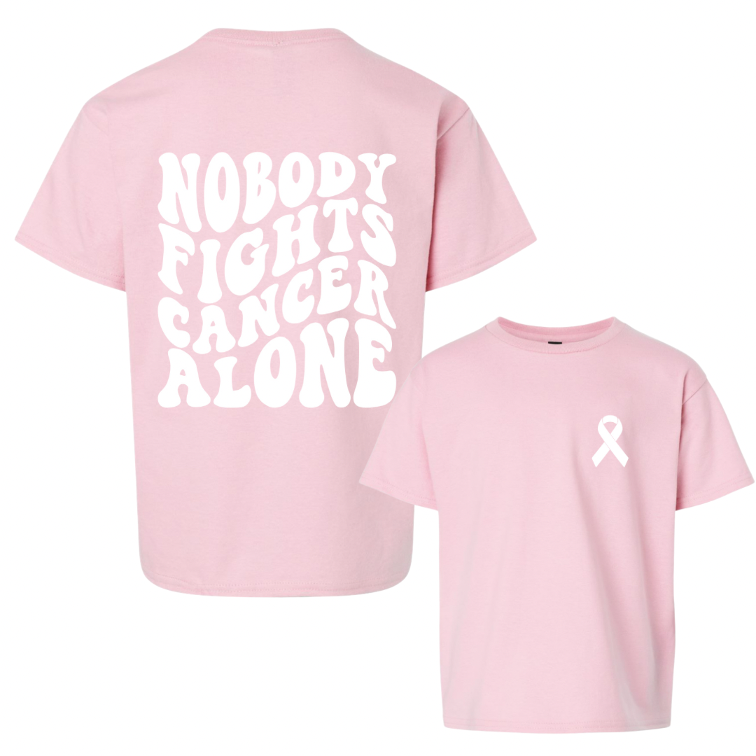Glimmer of Hope Donation Tee - NOBODY FIGHTS CANCER ALONE W/ RIBBON