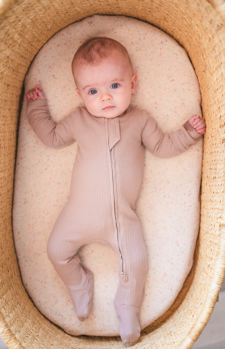 Organic Cotton Ribbed Footie | Mocha
