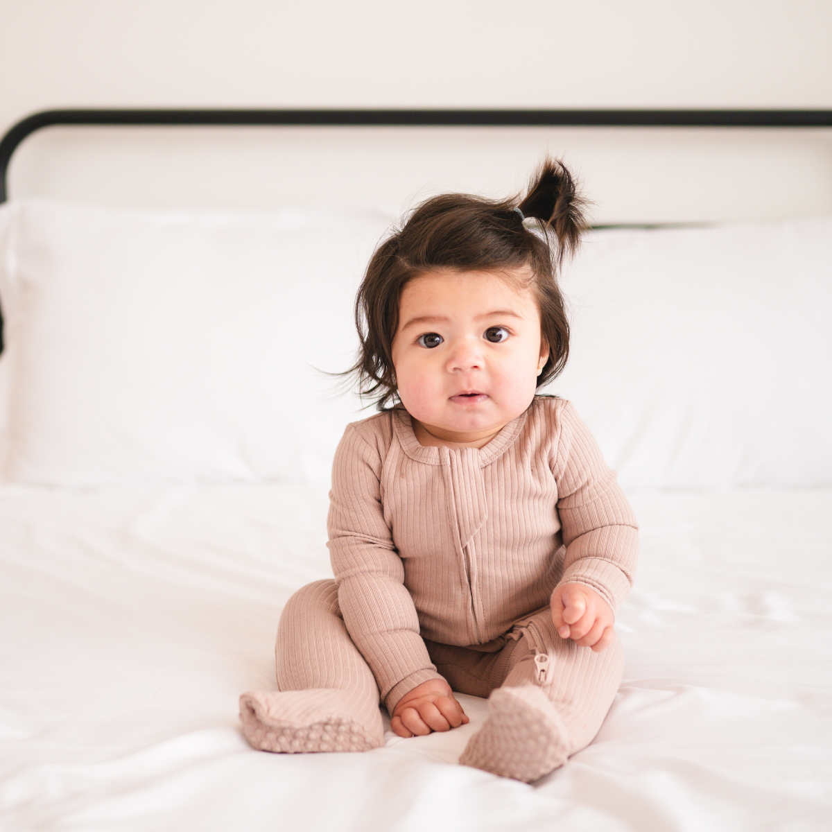 Organic Cotton Ribbed Footie | Mocha